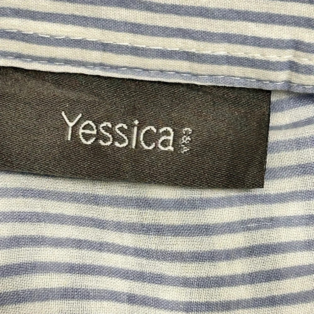 Yessica Blue and White Striped Blouse with Tie Sleeve Details - Picture 2 of 7